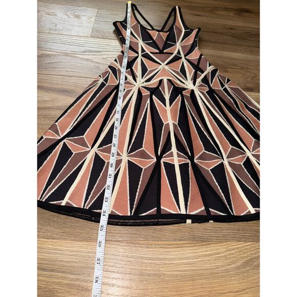 Herve Leger Brown Geometric Patchwork Jacquard Knit Hazel Mini Dress -size XXS - Picture 6 of 12